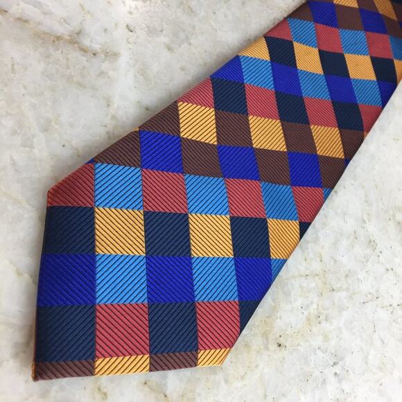 MULTICOLOR PLAID SILK TIE - Picture 5 of 10